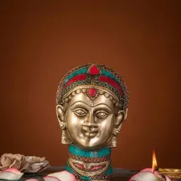 Ekaa Handicrafts Brass Parvati Head In Stonework-picture-7