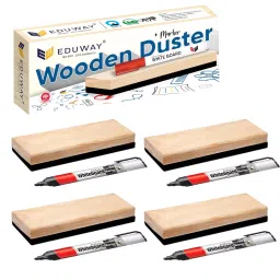 EDUWAY Premium Non-Magnetic Wooden 4 Duster with 4 Marker Brown for Teachers, Office, School, Home-image-16