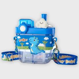 Little Surprise Box Blue Stainless Steel Dual Beverage Compartment Dino Tritan Water Bottle for 2 Y+ (580 ml)-13