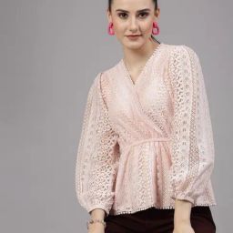 Style Quotient Peach Cotton Self Design Top-picture-29