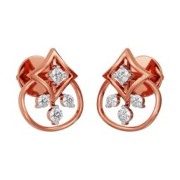 Joyalukkas 18k (750) Purity Rose Gold Dazzling Teardrop Diamond Earrings-image-60