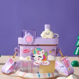 Little Surprise Box Purple Stainless Steel Dual Beverage Compartment Unicorn Tritan Water Bottle for 2 Y+ (580 ml)-image-58
