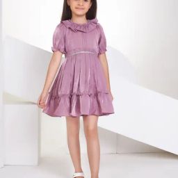 Peppermint Kids Mauve Textured Dress-image-26