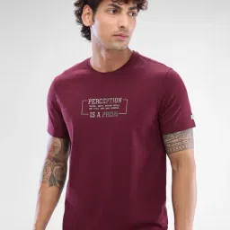 Spykar Red Slim Fit Printed T-Shirt-picture-5