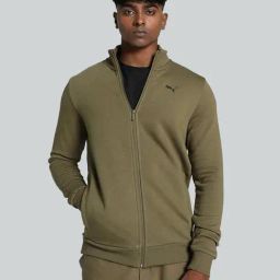 Puma Green Cotton Slim Fit Sports Jacket-image-87