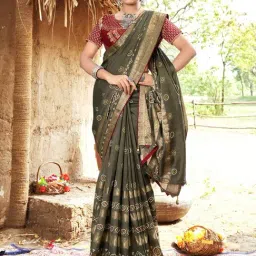 Saree Mall Green Woven Sarees With Unstitched Blouse-image-53