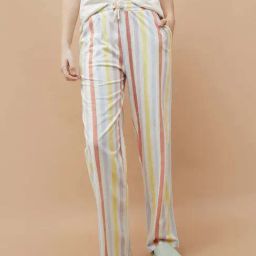 Ginger By Lifestyle Off White Cotton Regular Fit Striped Pyjamas-picture-12