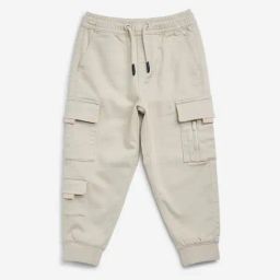 HOP Kids by Westside Beige Cargo-Style Mid-Rise Cotton Blend Joggers-image-82