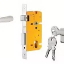 Dorset 60 mm Lever Handle Lock Set With Coin and Knob Cylinder Silver Chrome ML PU image 1