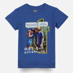 Gini & Jony Boys Blue Digital Print T-Shirt-image-93