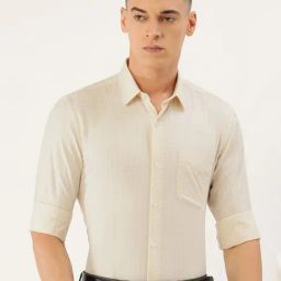 Peter England Yellow Regular Fit Checks Shirt-image-80