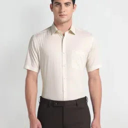 Arrow Light Beige Cotton Regular Fit Printed Shirt-picture-48