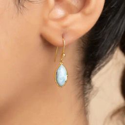 March by FableStreet 92.5 Sterling Silver Larimar Slide-On Earrings in 18k Gold-Plating-image-76