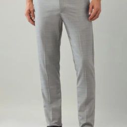 Arrow Grey Regular Fit Checks Trousers-image-28