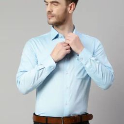 Cantabil Light Blue Regular Fit Shirt-image-69