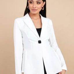 Styli Notch Lapel Regular Length Peplum Blazer-image-32
