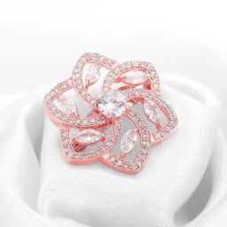 Sterling Silver Rose Gold Flourish Brooch for Women and Men-image-50