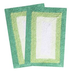 Saral Home Green Set of 2 Rectangular Bath Rugs-27