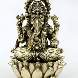 Exotic India Superfine Four-Armed Blessing Lord Ganesha Seated on Lotus-image-13