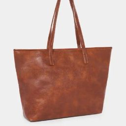 Styli Brown Textured Tote Handbag-picture-13