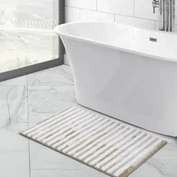 OBSESSIONS Camel Polyester Stripes Anti Skid Stripes Bath Mat (Small)-picture-27