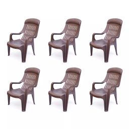 Nilkamal Weekender Plastic High Back Chair, Weathered Brown (Set of 6)-9