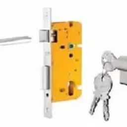 Dorset 70 mm Lever Handle Lock Set With Both Side Key Cylinder Silver Chrome ML TW-8