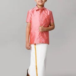Ramraj Boys Pink White Shirt & Dhoti Set-picture-15