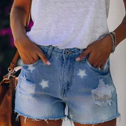 StyleCast Women Relaxed Fit High-Rise Self Design Denim Shorts-picture-6