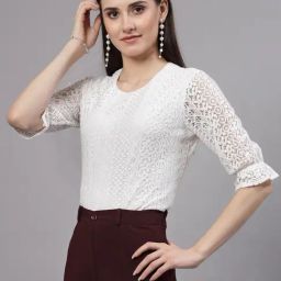 Style Quotient White Self Design Top-46
