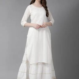 Juniper White Embroidered Pure Cotton Calf Length Straight Kurta-image-76