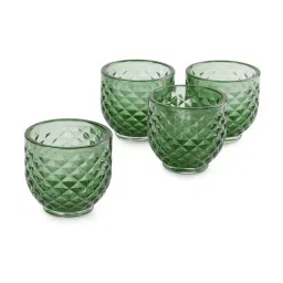 Pure Home and Living Solid Green Glass Set of 4 Tealight Holders-image-70