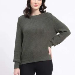 MADAME Grey Embellished Sweater-image-32
