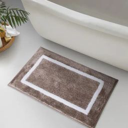 OBSESSIONS Taupe Polyester Anti Skid Bath Mat (Small)-picture-13