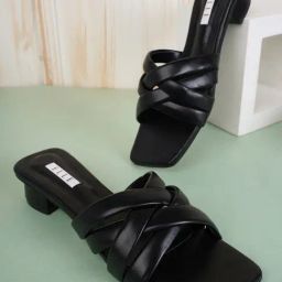 Elle Women's Black Cross Strap Sandals-image-35