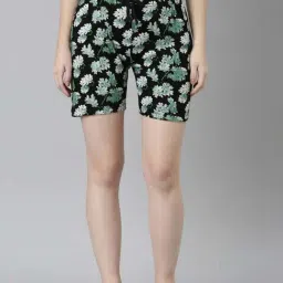 TWIN BIRDS Black Cotton Printed Shorts-picture-14