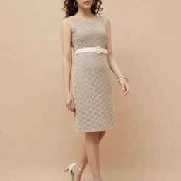 Code By Lifestyle Medium Brown Regular Fit Textured Dress image 4