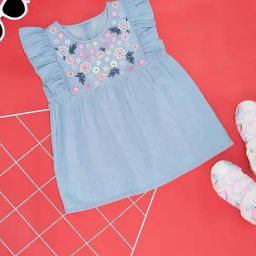 YU by Pantaloons Kids Blue Cotton Embroidered Top-image-66