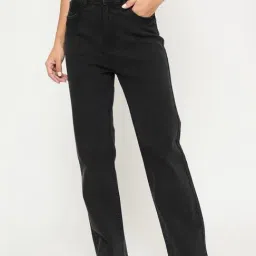 MADAME Charcoal Black Solid Jeans-image-40