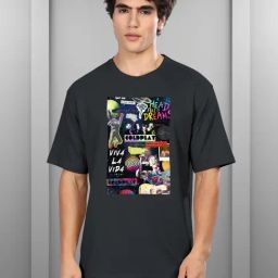 Bullmer Grey Cotton Loose Fit Printed T-Shirt-image-31