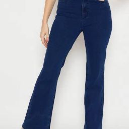 Madame Dark Blue Cotton Solid Jeans-image-86
