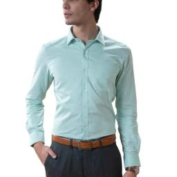 Turtle Sea Green Cotton Slim Fit Shirt-image-75