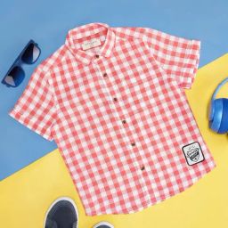 Pantaloons Junior Pink & White Cotton Chequered Shirt-picture-9