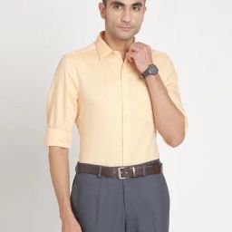 Turtle Peach Cotton Slim Fit Dobby Shirt-image-86