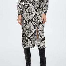 MANGO Women Satin Printed Straight Skirt-image-2