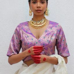 Chidiyaa Purple Juhi Mogra Jenive Brocade Blouse-image-10