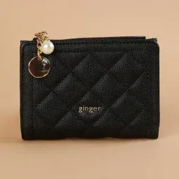 Ginger by Lifestyle Black Quilted Bi-Fold Wallet-image-7