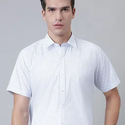 ACCOX Men Vertical Striped Spread Collar Cotton Formal Regular Fit Shirt-image-92