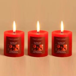 HOSLEY Red Wax Pillar Candle - Set of 3-7