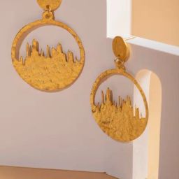 Priyaasi Hammered Texture Golden Dangler Earrings-picture-22